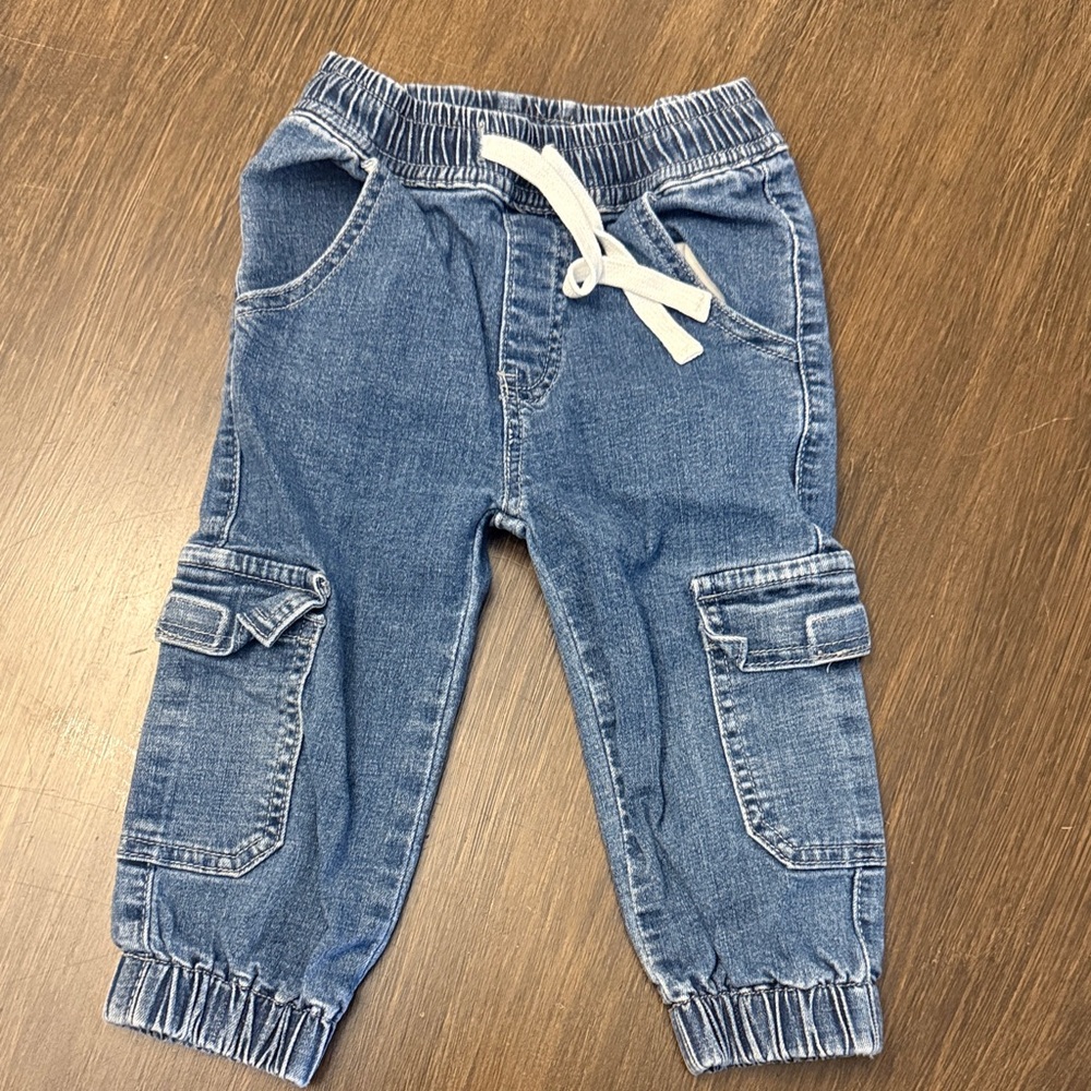 Kids Blue Denim Cargo Pants